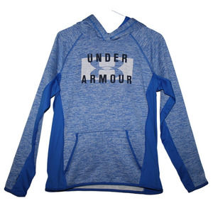 Womens Under Armour Cold Gear Blue Gray Long Sleeve Hoodie Sweatshirt Top Size M